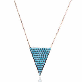 Micro Turquoise Turkish Wholesale Silver Triangle Shape Pendant